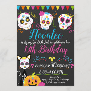 Invitación Fiesta de cumpleaños de Skull Sugar Personalizado
