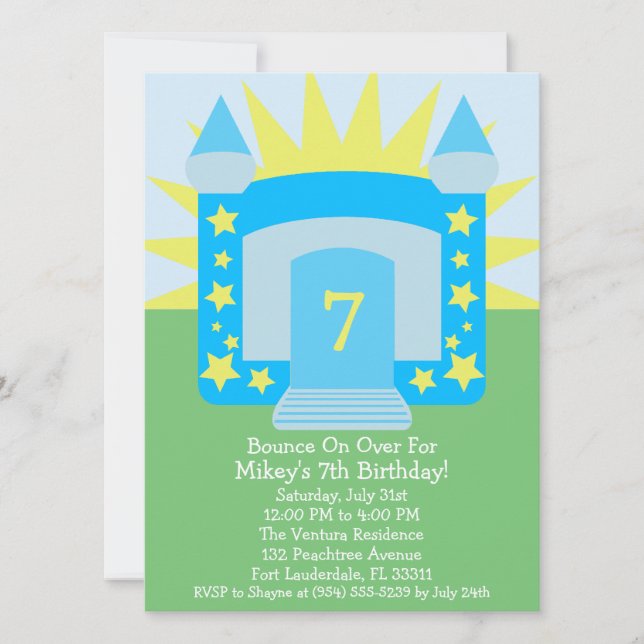 Invitación Fiesta de cumpleaños de Sky Blue en la luna (Anverso)