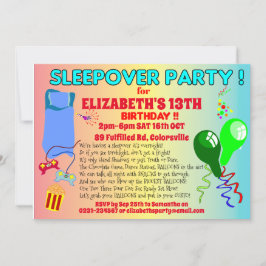 Invitación fiesta de cumpleaños de SLEEPOVER