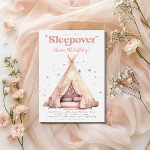 Invitación Fiesta de Cumpleaños de Sleepover con Carpa Teepee