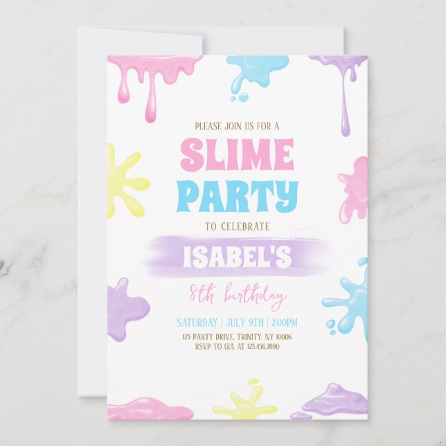 Invitación Fiesta de cumpleaños de Slime (Anverso)