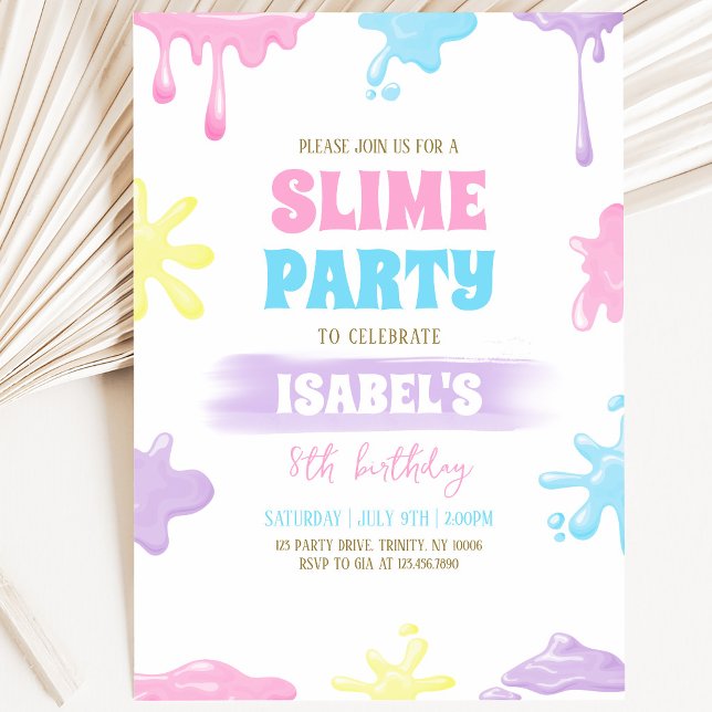 Invitación Fiesta de Cumpleaños de Slime (Subido por el creador)
