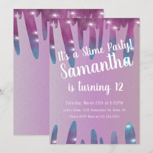 Invitación Fiesta de Cumpleaños de Slime Brillante con Gotita