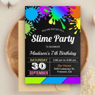 Invitación Fiesta de Cumpleaños de Slime de Arcoíris Colorido