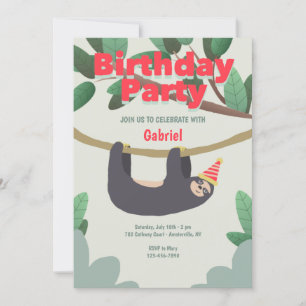 Invitación Fiesta de cumpleaños de Sloth