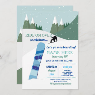 Invitación Fiesta de cumpleaños de snowboard desliza nieve en