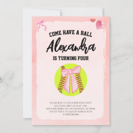 Invitación Fiesta de Cumpleaños de Softbol Coquette de Lazo R