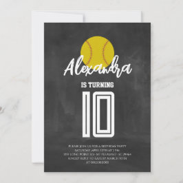Invitación Fiesta de Cumpleaños de Softbol en Pizarra