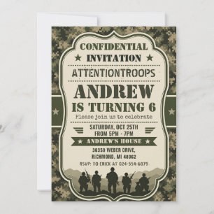 Invitación Fiesta de cumpleaños de soldado personal militar