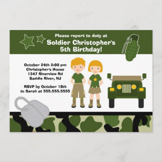 Invitación Fiesta de cumpleaños de soldados del ejército
