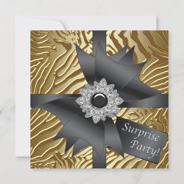 Invitación Fiesta de cumpleaños de sorpresa de cebra (Anverso)