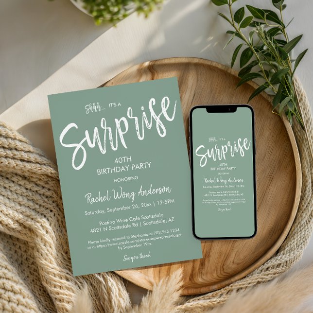Invitación Fiesta de Cumpleaños de Sorpresa de Retiro Verde S (Subido por el creador)