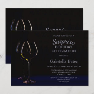 Invitación Fiesta de cumpleaños de sorpresa de Wine Glass