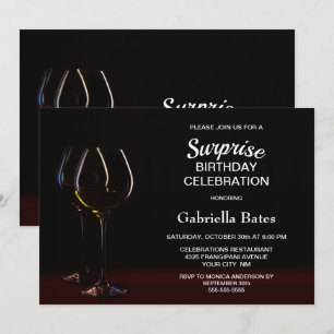 Invitación Fiesta de cumpleaños de sorpresa de Wine Glass