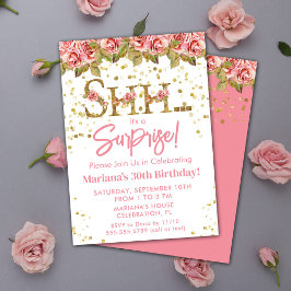 Invitación Fiesta de cumpleaños de sorpresa floral de rosas r