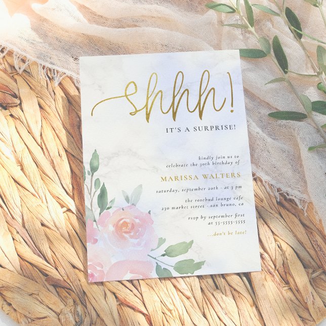 Invitación Fiesta de cumpleaños de sorpresa floral pintada co (Subido por el creador)