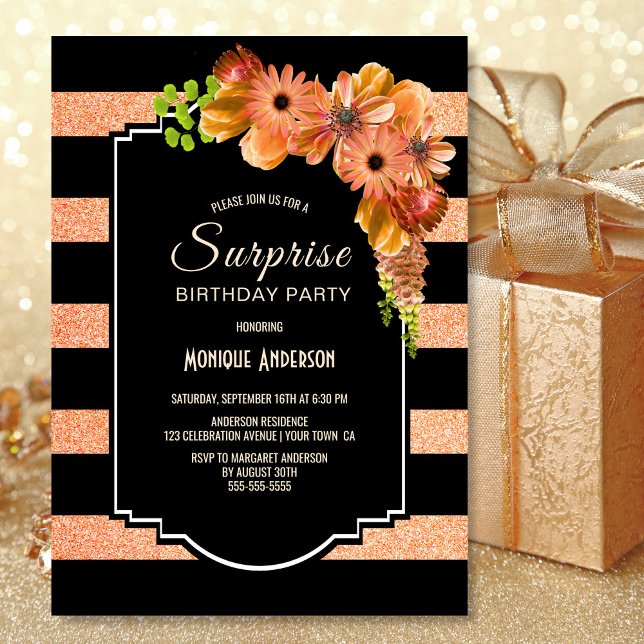 Invitación Fiesta de cumpleaños de sorpresa florística para n (Subido por el creador)