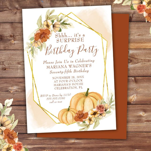 Invitación Fiesta de cumpleaños de sorpresa para la calabaza  (Subido por el creador)