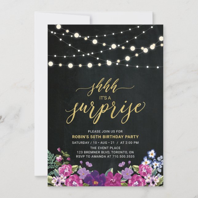 Invitación Fiesta de cumpleaños de sorpresa para las cadenas  (Anverso)