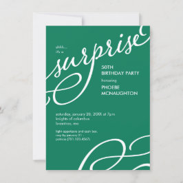 Invitación Fiesta de cumpleaños de sorpresa verde y blanca el