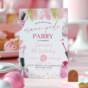 Invitación Fiesta de cumpleaños de Spa Mani-Pedi y Maquillaje