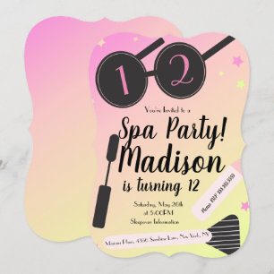 Invitación Fiesta de cumpleaños de spa para niñas maquillaje 