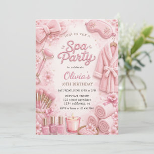 Invitación Fiesta de Cumpleaños de Spa Rosa Acuarela
