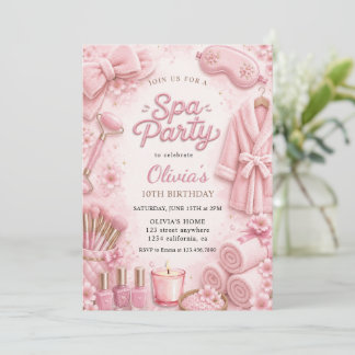 Invitación Fiesta de Cumpleaños de Spa Rosa Acuarela