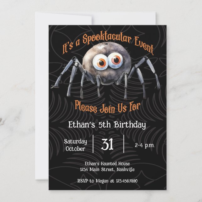 Invitación Fiesta de cumpleaños de Spider Halloween (Anverso)