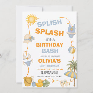 Invitación Fiesta de cumpleaños de Splash Summer Bash