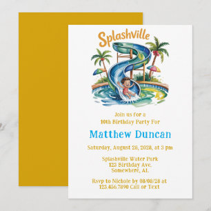 Invitación Fiesta de cumpleaños de Splashville Water Slide Bo