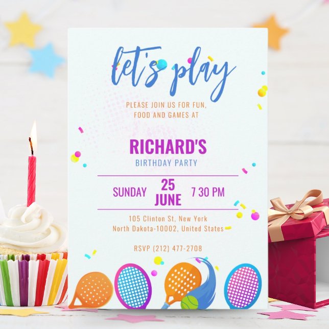 Invitación Fiesta de cumpleaños de Sports Pickleball (Subido por el creador)