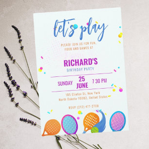 Invitación Fiesta de cumpleaños de Sports Pickleball