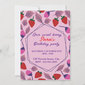 Invitación Fiesta de cumpleaños de Strawberries