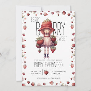 Invitación Fiesta de cumpleaños de Strawberry Berry Sweet Chi