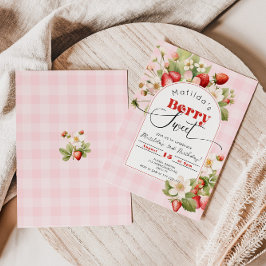 Invitación Fiesta de cumpleaños de Strawberry Berry Sweet chi