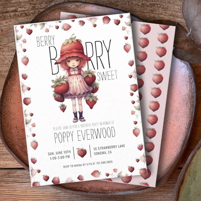 Invitación Fiesta de cumpleaños de Strawberry Berry Sweet Chi (Subido por el creador)