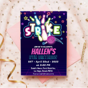 Invitación Fiesta de cumpleaños de Strike Bowling