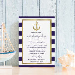 Invitación Fiesta de cumpleaños de Stripe Beach de la Armada<br><div class="desc">Celebre con estilo con estas invitaciones a la fiesta de cumpleaños. La redacción es fácil de personalizar y sus invitados se sentirán encantados cuando reciban estas súper elegantes invitaciones.</div>