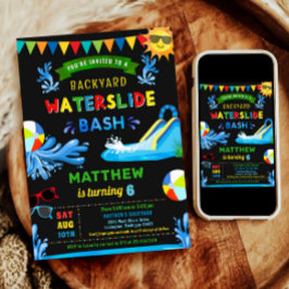 Invitación Fiesta de cumpleaños de Summer Boy Bash Waterslide