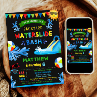 Invitación Fiesta de cumpleaños de Summer Boy Bash Waterslide