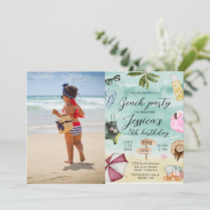 Invitación Fiesta de cumpleaños de Summer Photo Beach