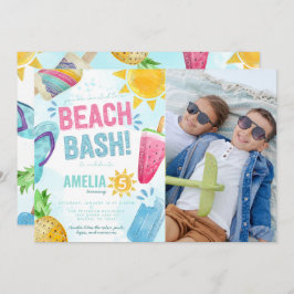 Invitación Fiesta de cumpleaños de Summer Watercolor Beach Ba