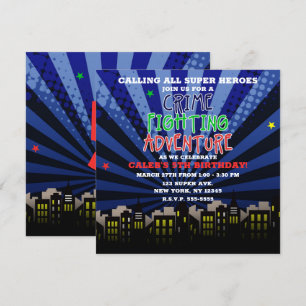 Invitación Fiesta de Cumpleaños de Super Héroe de Aventuras d