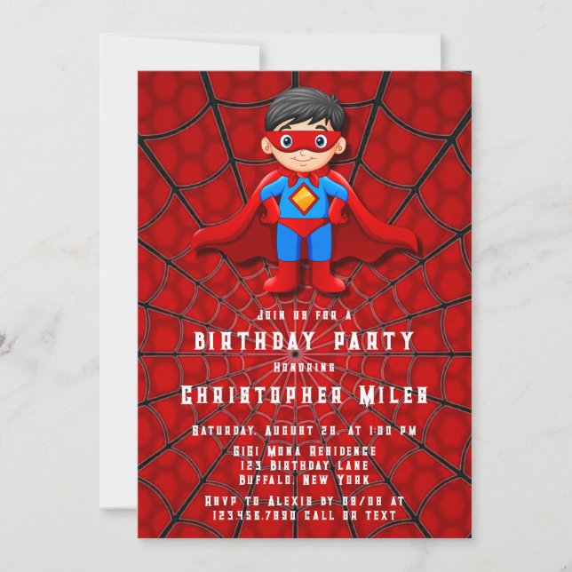 Invitación Fiesta de cumpleaños de SuperHero Boy (Anverso)