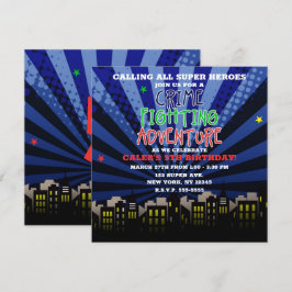 Invitación Fiesta de Cumpleaños de Superhéroe de Aventura de