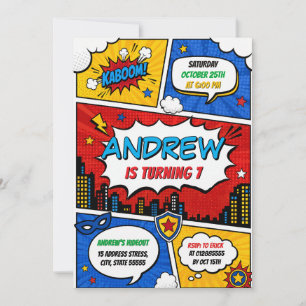 Invitación Fiesta de cumpleaños de superhéroe de cómic person