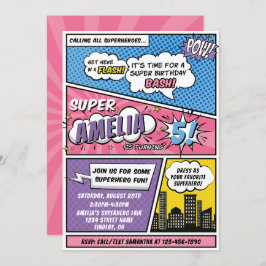Invitación Fiesta de cumpleaños de superhéroes al estilo de u