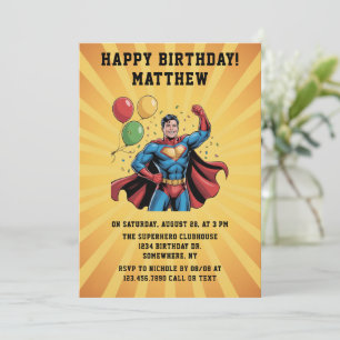 Invitación Fiesta de Cumpleaños de Superhéroes Niños
