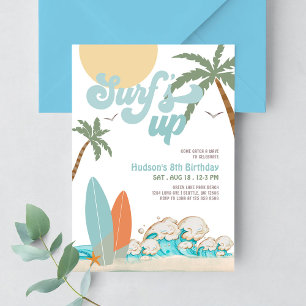 Invitación Fiesta de cumpleaños de surf en la playa para niño